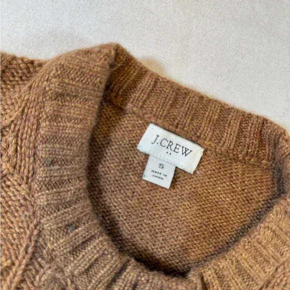 J. Crew Women’s Brown Pointelle Cable Knit Sweater - Picture 3 of 8